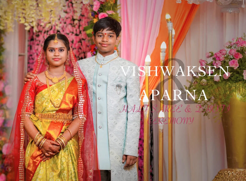 Honoring Heritage: Aparna’s Half-Saree & Vishwaksen’s Dhoti Ceremony Highlights